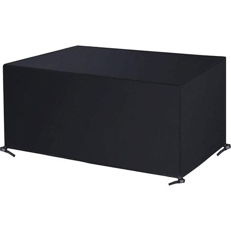 Housse anti-poussière pour table et chaise, tissu Oxford noir 420D, revêtement argenté, imperméable, pour meubles d'extérieur 150x120x71cm (1/5)
