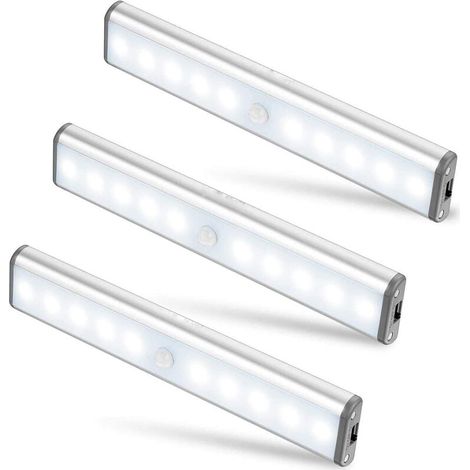 Lampe LED Rechargeable - 600 Lumen - Détecteur De Mouvement - Aimanté - 4 Modes Éclairage - Pour Placard Baladeuse Secours Veilleuse - Lot De 3 (1/5)