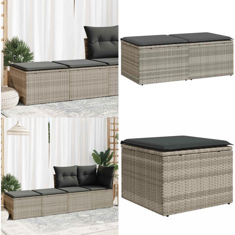 vidaXL 2-tlg. Garten-Sofagarnitur mit Kissen Hellgrau Poly Rattan (1/5)