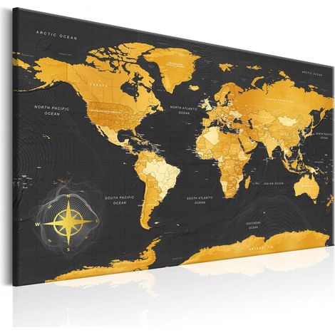 Tableau Cartes du monde : Golden World - 120 x 80 cm (1/3)