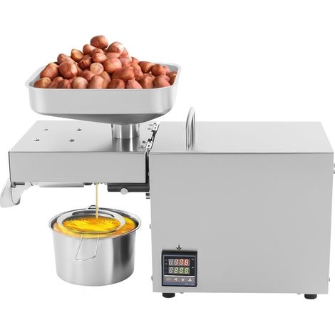 HAUTOUR Presse à huile, en acier inoxydable, 1500 W, moulin à huile électrique avec contrôle de la température, noix, arachides, presse à huile froide et chaude, pour usage commercial, ménage