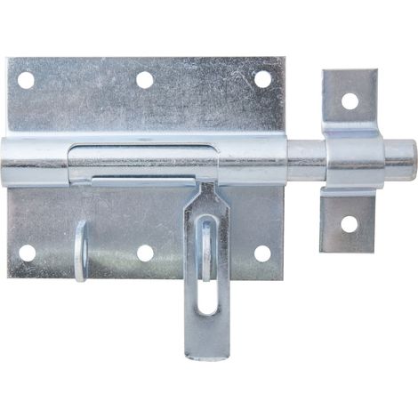 Verrou porte-cadenas – zingué avec gâche intégrée et poignée plate pour une fermeture sécurisée – platine 90 x 73 mm – Marque Alberts (1/2)