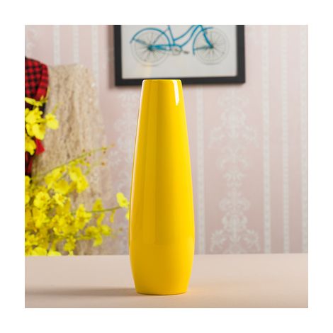 30cm Luxe Europe Vase en céramique jaune Maison Décor Design Créatif Porcelaine Vase de fleurs décoratives (1/2)