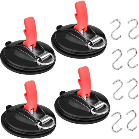 Saugnapf-Anker mit Befestigungsmaterial - 4 Saugnapfhaken mit 8 S-förmigen Haken, Multifunktions-Saugnapf für Autos, Hochleistungs-Saugnapf für Wohnmobil-Markisen und Planen. (1/4)