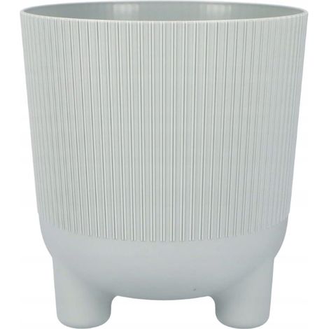 Vaso da fiori grigio chiaro con gambe, 15x14 cm, in plastica decorativa Aria