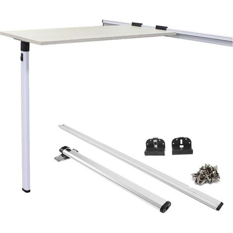 Pied de Table Camping Car Amovible en Aluminium avec Rail Coulissant 50cm - Pied Table Camping Car Repliable avec Crochets Fixation pour Caravane et Van (1/5)