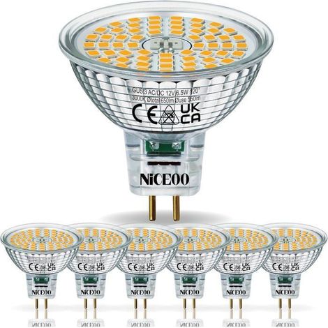 MR16 LED 12V GU5.3 Blanc Chaud 5W Ampoule Equivalent à 35W Halogène Lampe GU 5.3 2800K 400 Lumen Spot 120°Faisceaux Lot de 6 (1/5)