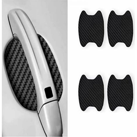 Autocollant de poignée de porte de voiture en fibre de carbone résistant aux rayures, 4 pièces (noir), adapté à la plupart des poignées de porte de voiture (1/4)
