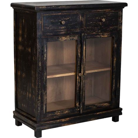 Aparador de madera artesanal negra 85x40x100h cm (1/5)