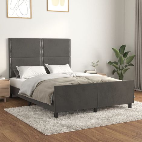 Cadre de lit sans matelas-Structure de lit gris foncé 140x190 cm velours 150973 (1/5)