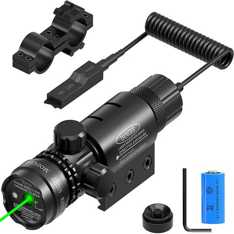 1 laser 532 nm, réglable, étanche, antichoc, avec batterie et accessoires pour tir de précision (1/5)