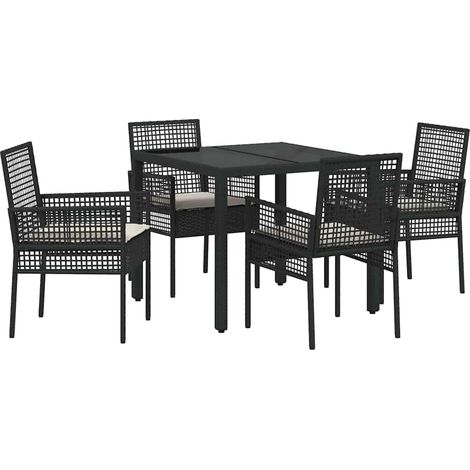 Ensemble de salle à manger pour jardin 5 pcs,Salon de jardin Noir Poly rotin CFW72557 (1/5)