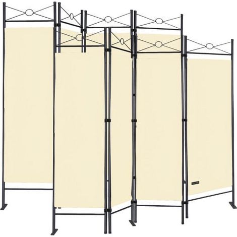 Lot de 2 Paravents 4 pans, crème, 180 X 160 cm pour chambre et salle de bains (1/5)