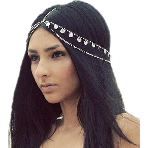 Bijou de cheveux bohème pour fête et mariage, couronne à pompons en métal, bandeau pour femme (1/4)
