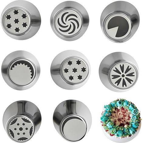 8 Pièces Douille Patisserie,Kit Patisserie Accessoire Douille Fleur, Douilles Pâtisserie En Acier Inoxydable Réutilisable,Grande Douille Ustensile (1/5)