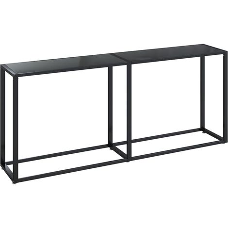 Table d'appoint console d'entée 180 x 35 x 75,5 cm verre trempé et acier noir DEC032127 (1/5)