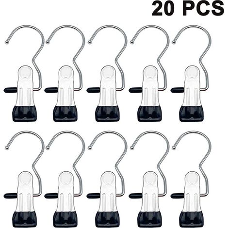 Lot de 20 pinces à linge en acier inoxydable pour suspendre chaussettes, serviettes, sous-vêtements, chapeaux, écharpes, pantalons et vêtements de bébé. (1/5)
