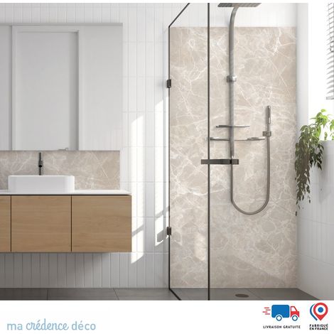 Panneau de douche : Marbre de Minorola - Couleur Beige sable - Alu composite - 90 - 245 (1/3)