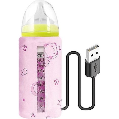 Chauffe-biberon portable USB tasse voyage réchauffe-lait maternel biberon rose, accessoire bébé chauffe-repas nomade, idéal déplacements. (1/4)