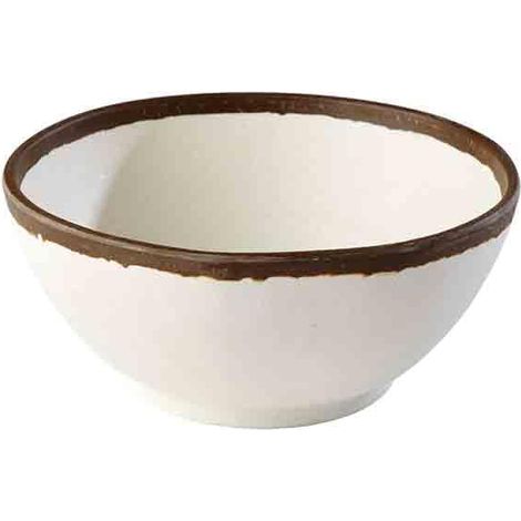 Bol Ø 16 cm, hauteur 7 cm, 0,7 litre, mélamine, crème avec bord marron (1/5)
