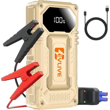 Booster Batterie Voiture - Démarreur Portable 12V (Jusqu'à 9L Essence/8.5L Diesel) - PowerBank, Lampe LED 3 Modes, Câble Intelligent - Charge par USB-C (1/5)
