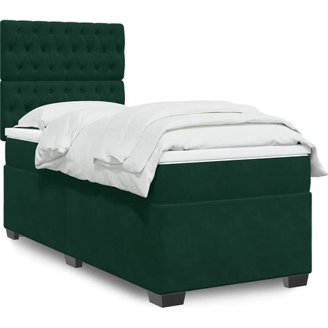 Boxspringbett mit Matratze Dunkelgrün 80x200 cm Samt