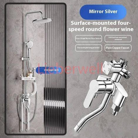 Système de douche haute pression réglable, ensemble de douche pluie, pommeau de douche cascade, accessoires de salle de bain (1/5)