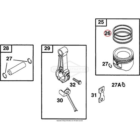Kit de segmentos cuadrados BRIGGS & STRATTON, diámetro 76,1 mm 011802