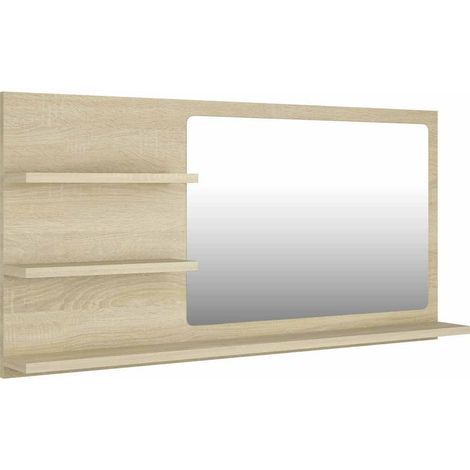 vidaXL Espejo de baño madera contrachapada roble Sonoma 90x10,5x45 cm (1/2)