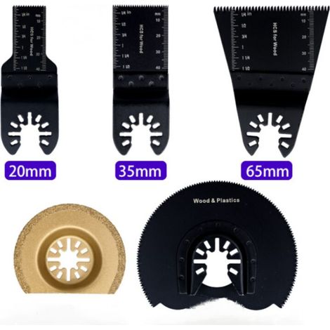 Multifunktionswerkzeug-Set mit 5 Universal-Sägeblättern, oszillierendes Sägeblatt, Schnellwechsel-Oszillationssägeblatt, 20/34/65/65/91 mm (1/4)