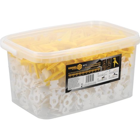 Fliesen Nivelliersystem 1 mm Set mit 700 Clips, 200 Keilen und Zange