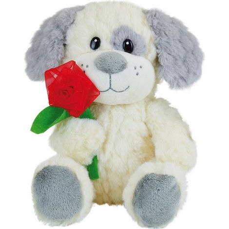 Chien en peluche avec fleurs pour la Saint-Valentin, 25 cm (1/3)