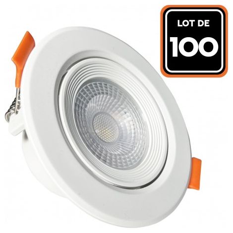 Europalamp – Lot de 100 spots LED encastrables ronds 5W – Blanc chaud 3000K – Angle de diffusion 60° – Économie d'énergie jusqu'à 80% (1/4)