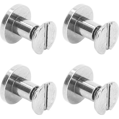Lot de 100 vis à reliure Chicago en métal, laiton électroplaqué, tête plate ronde, surface arquée, rivets pour cuir et bricolage, 9 x 5 mm, argentées