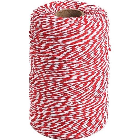 Ficelle en Couleur Rouge et Blanc, Ficelle de Boulanger en Coton de 200 m Idéal pour la Cuisson, Boucherie, Artisanat, Emballage de Cadeaux de Noël (1/5)