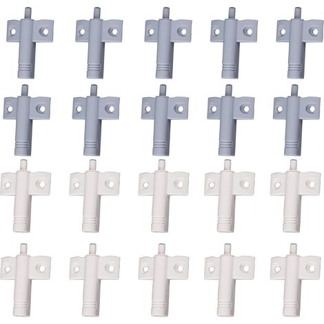 20 Pcs Cuisine Amortisseur de Porte Tampon Amortisseur Tiroir Matériau ABS Recyclable à Haute Résistance Réduisez le Bruit pour le Bureau/Armoires/Tiroirs et Portes (Blanc + Gris)