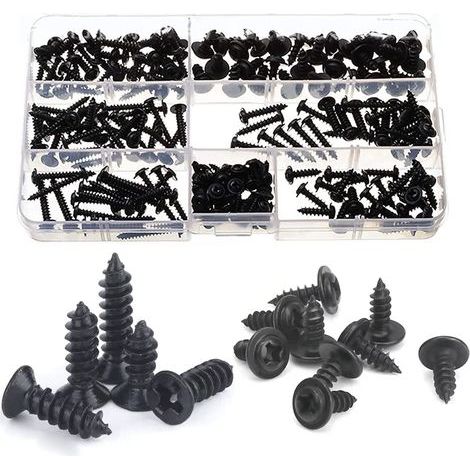 210 vis à tête fraisée noires pour bois, métaux tendres et plaques de plâtre (1/5)