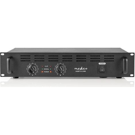Amplificador de potencia salida rms 2x 100 w 8 ohm 2x 150 w 4 ohm 2 canales 2u montaje en rack de 19 - metal negro