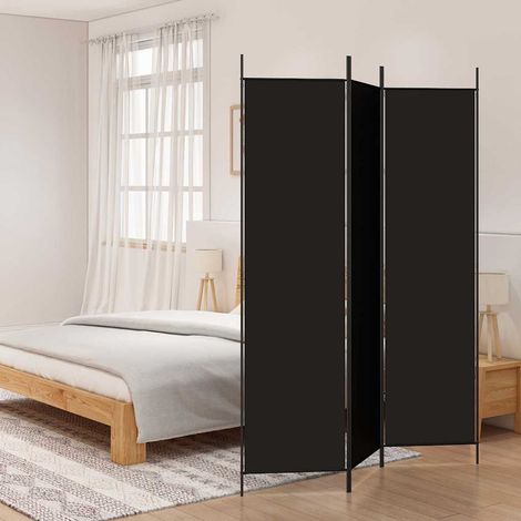 Cloison de séparation 3 panneaux Noir 150x200 cm Tissu (1/5)