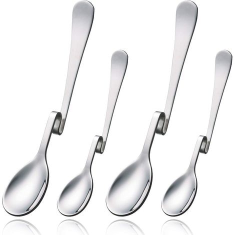 Lot de 4 cuillères à café suspendues en acier inoxydable pour café, thé, confiture et latte macchiato (1/5)