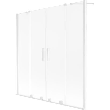 Mexen Velar Duo pare-douche baignoire 2 volets coulissants 160 x 150 cm, givré, blanc - 896-160-000-32-20 (1/2)