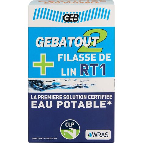 Pack Gebatout2 + Filasse RT1, 500g de pâte et 80g de filasse, étanchéité des raccords filetés certifiée eau potable - GEB