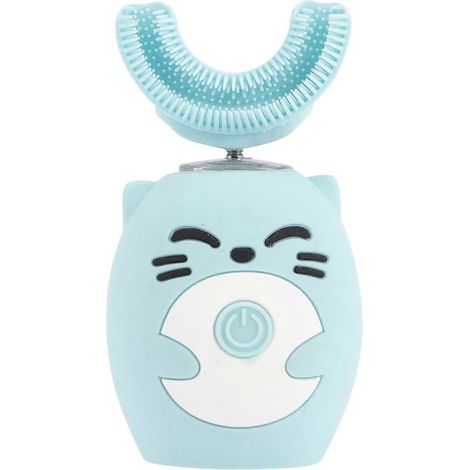 Brosse à dents électrique pour enfants, motif dessin animé, en forme de U, CJY bleu ciel-AquaForge