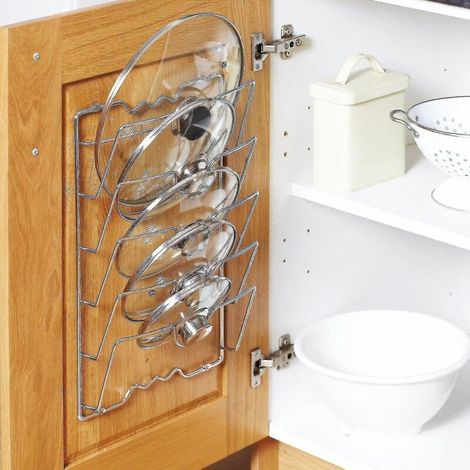 Support mural/de porte de placard 43 x 28 cm pour 5 couvercles de casseroles (NS2) (1/5)