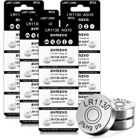 AG10 LR1130 Pile Bouton Alcaline 1.5V, Lot de 32, sans Mercure,[3 Ans Garantie] (1130-32) (1/5)