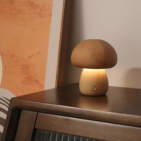 Lampe champignon en bois, veilleuse champignon, cadeau d'anniversaire pour femme, maman, grand-mère. (1/3)