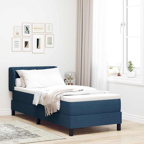 Boxspringbett mit Matratze mit Kopfteil Blau 80 x 200 cm Stoff (1/5)