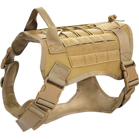 Harnais tactique anti-traction pour chien, harnais militaire réfléchissant avec poignée, gilet pour chien de service et d'entraînement, gilet de travail ajustable pour chiens de petite, moyenne et gra (1/4)