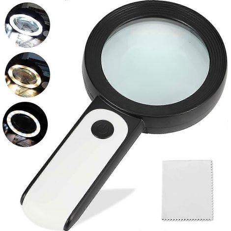 Loupe grossissante 30x avec 18 LED, loupe de poche à 3 modes d'éclairage, idéale pour les personnes âgées, les malvoyants, les livres et les bijoux. (1/5)