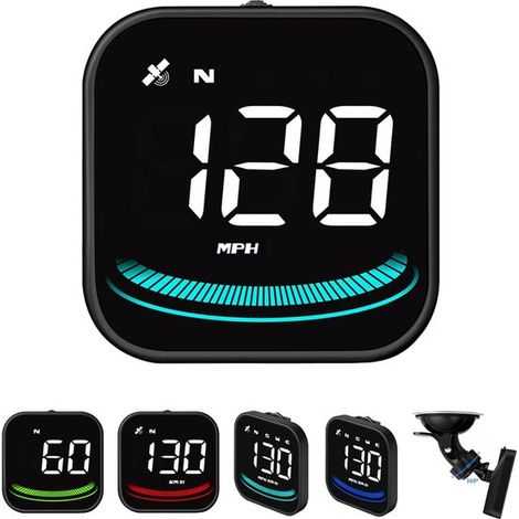 Pantalla frontal HUD para coche，velocímetro digital GPS inteligente universal en km/h y mph con soporte de ventosa，alarma de exceso de velocidad (1/5)